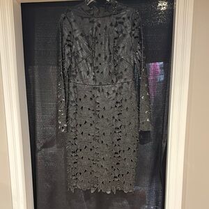 Mikael Aghal Black Long Sleeve Sheath Dress